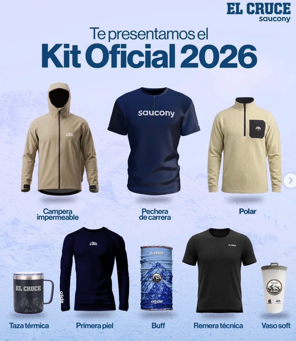 Official 2026 kit: waterproof jacket, bib vest, fleece, thermal mug, base layer, buff, technical shirt and soft cup
